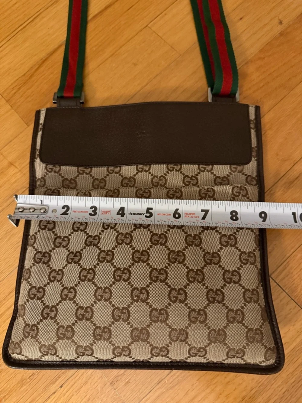 Gucci Brown GG Canvas Messenger with Green-Red Web Strap